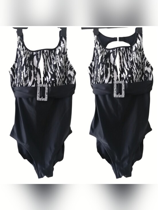 Other - Abstract Zebra Pattern Black White One-piece Swimsuit Aquatic Fitness Aerobics